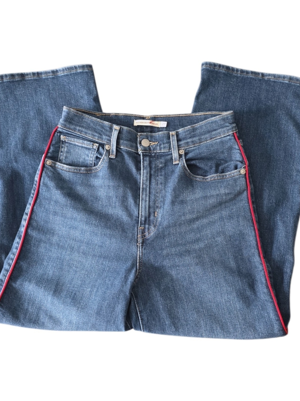 Levi’s Mile High Cropped Wide Leg Red Stripe Jeans 27
